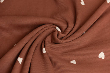 Rib Jersey, Rippenjersey mit Herzen, terracotta, 0,5 m
